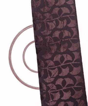 Coffee Brown Colour Leaf Pattern Brasso Velvet Fabric